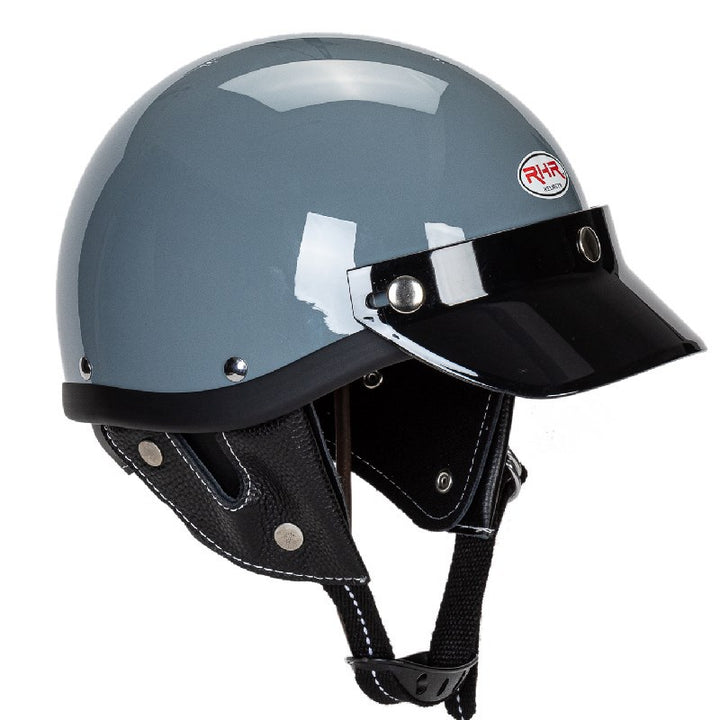 Klassischer Motorrad-Halbschalenhelm mit Visier Karnz