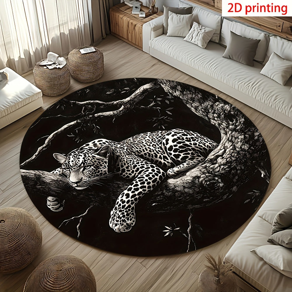 Künstlerischer Leoparden-Print runder Fußmatte
