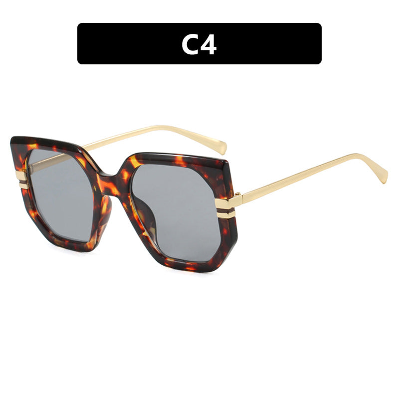 Damen geometrische Sonnenbrille mit luxuriösem goldenen Rahmen und polarisierenden Gläsern Karnz