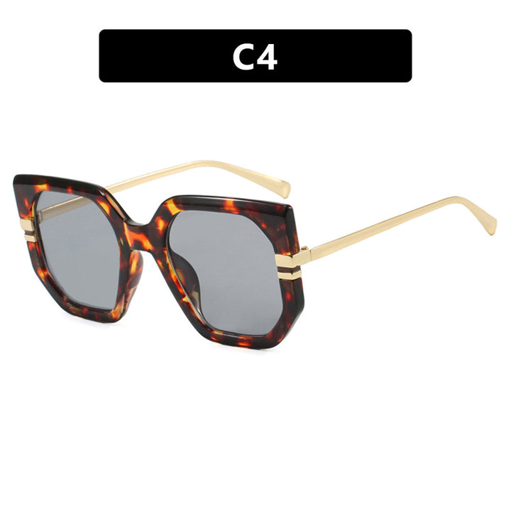 Damen geometrische Sonnenbrille mit luxuriösem goldenen Rahmen und polarisierenden Gläsern Karnz