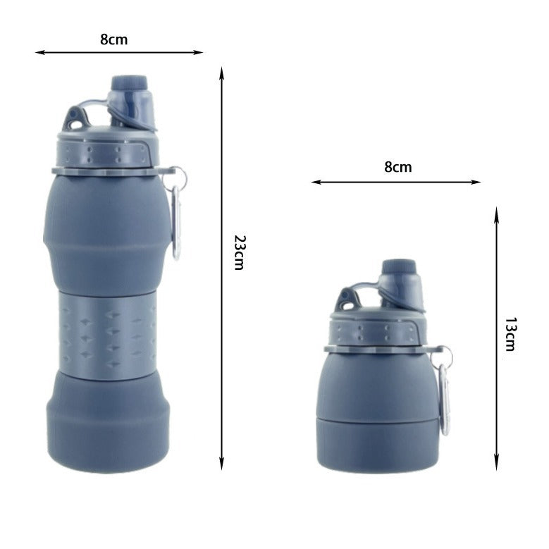 Damen faltbare Silikon-Trinkflasche mit praktischem Clip Karnz