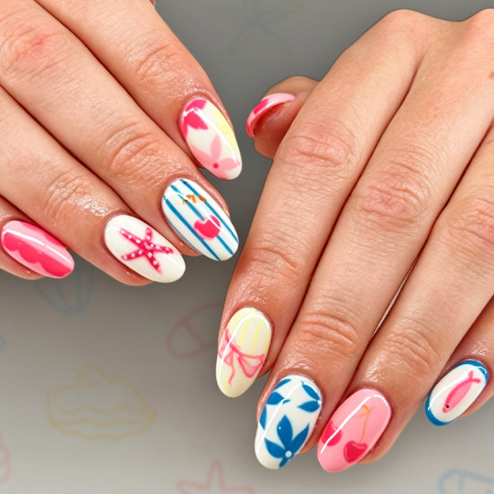 Künstlerische Sommer-Themen Druck-Nagelkunst Karnz