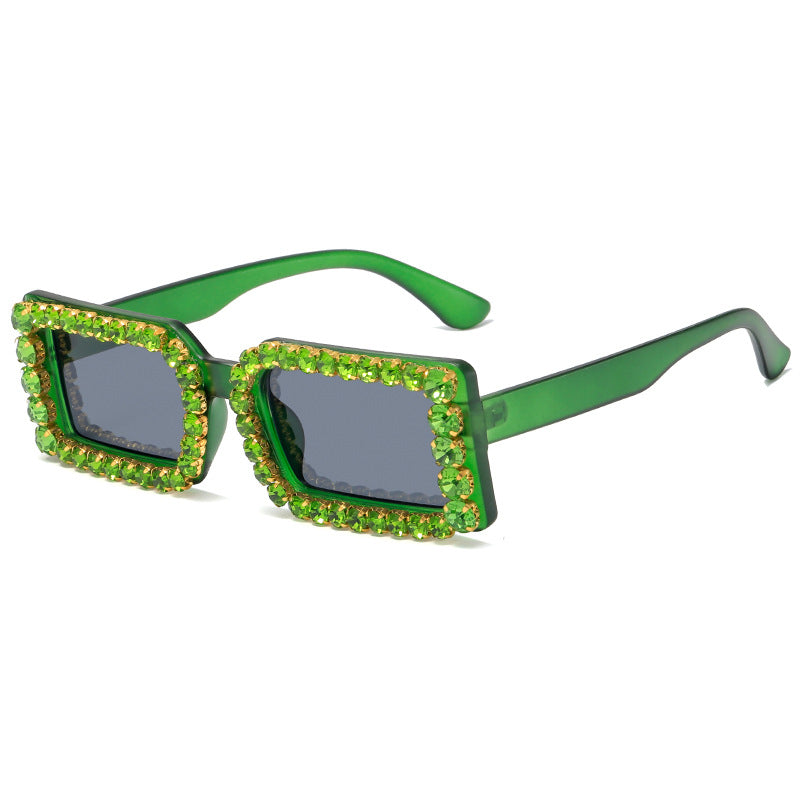 Damen modische Sonnenbrille mit glitzernder Rahmenverzierung Karnz