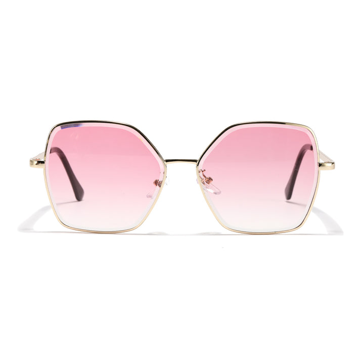 Damen geometrische Sonnenbrille mit modischem Goldrahmen Karnz