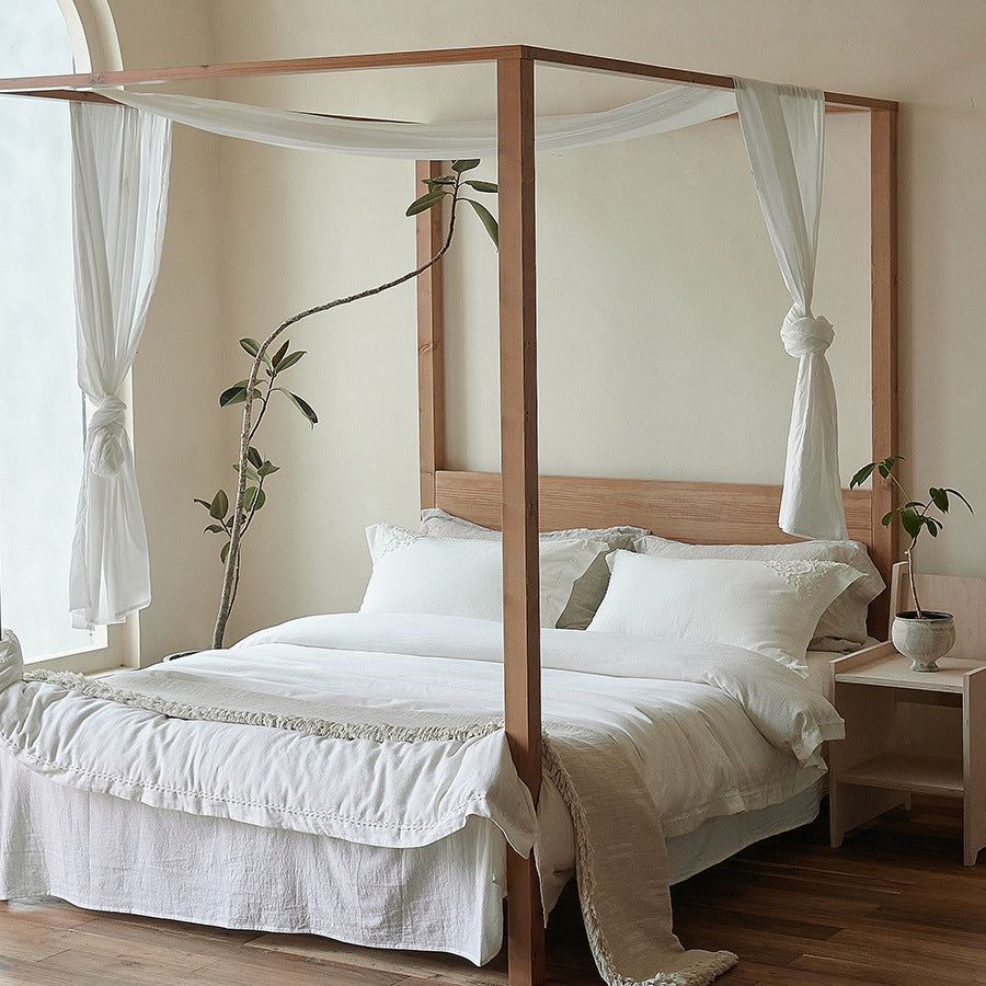Leinen Himmelbett Bettwäsche Set