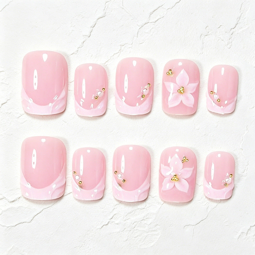 Florale Akzent Press-On Nagelkunst Set Karnz