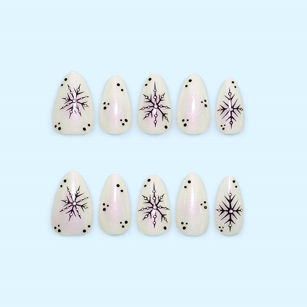 Künstliches Nagelset mit Schneeflocken-Muster Karnz