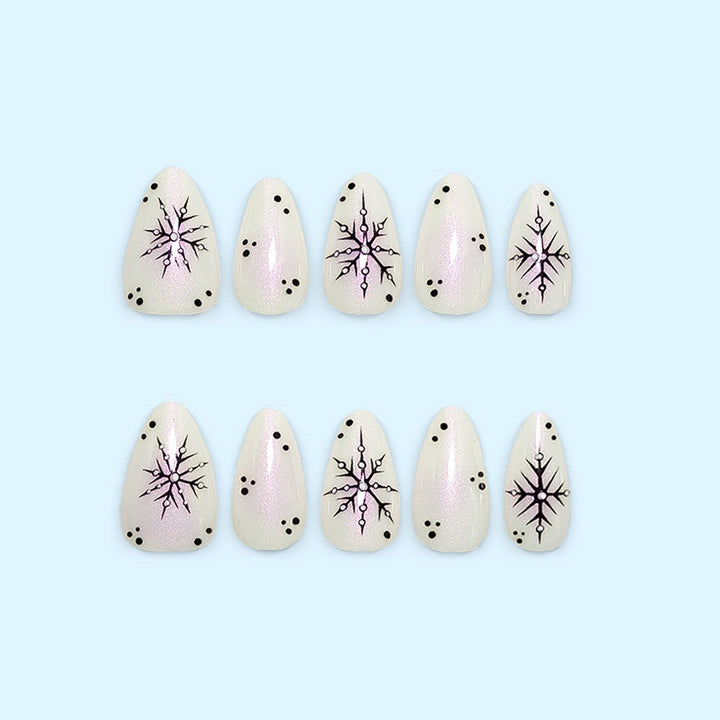 Künstliches Nagelset mit Schneeflocken-Muster Karnz