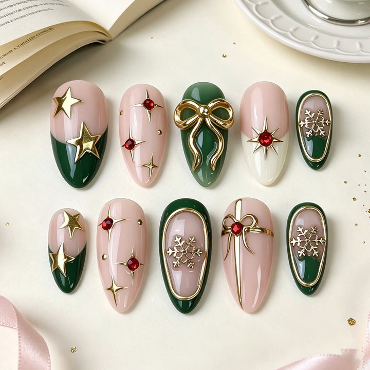 Elegante Holiday Press-On Nail Art Set