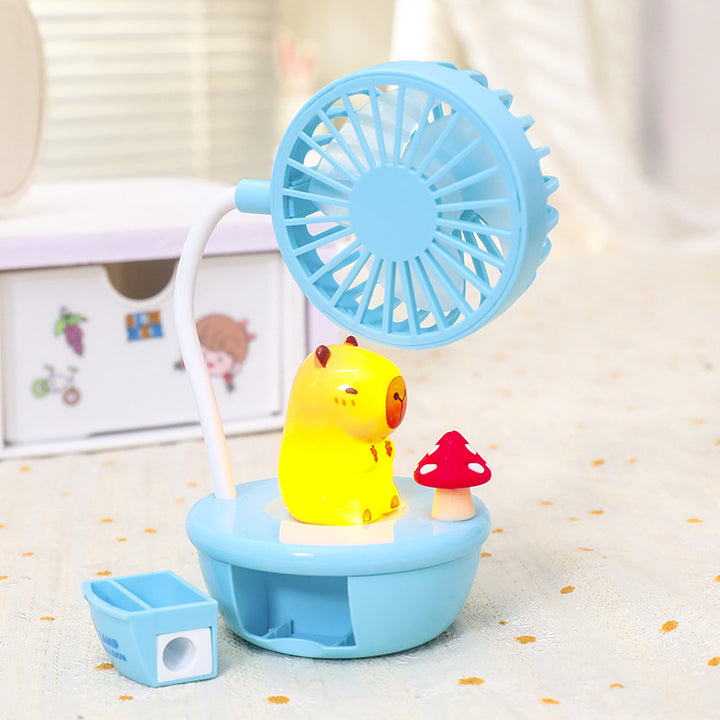 Damen Tragbarer USB Ventilator mit integrierter LED-Lampe und niedlichem Panda-Design Karnz