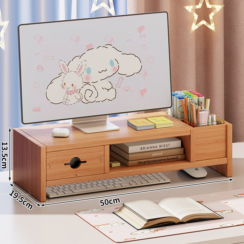 Verstellbarer Desktop-Monitorständer mit ausziehbarem Tastaturfach und Multifunktions-Bürobedarf-Organizer