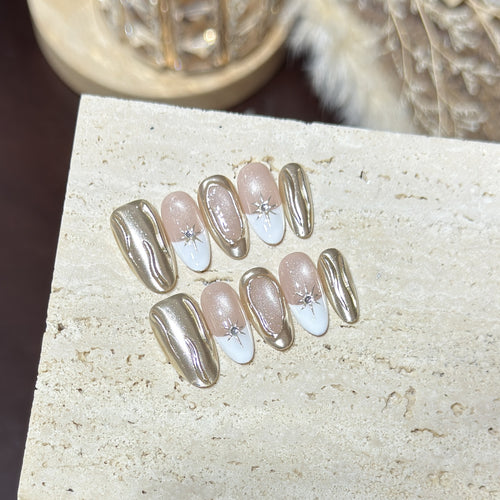 Elegantes Metallic Press-On Nagelset