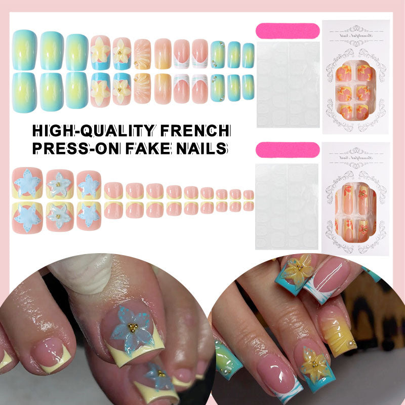 Hochwertiges florales Design Press-On Nagelset Karnz