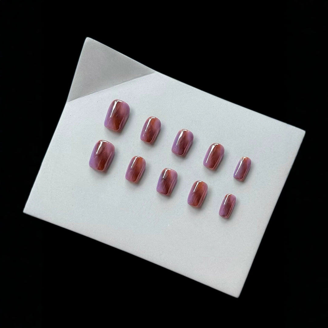 Premium Press-On Nagelkunst Set mit Marmor Design
