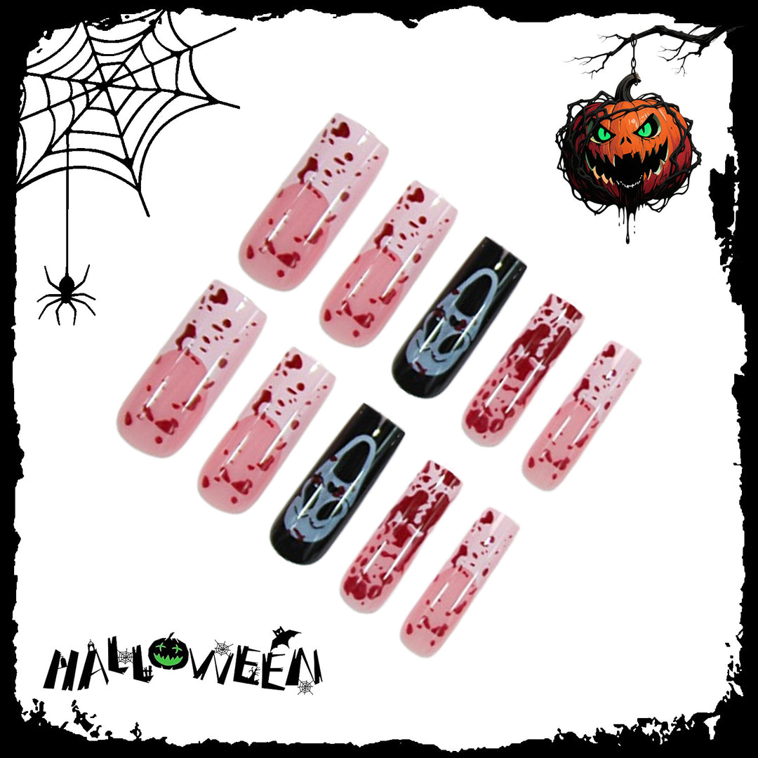 Halloween Kunstnagelset mit aufregenden blutigen Designs und gruseligen Motiven Karnz