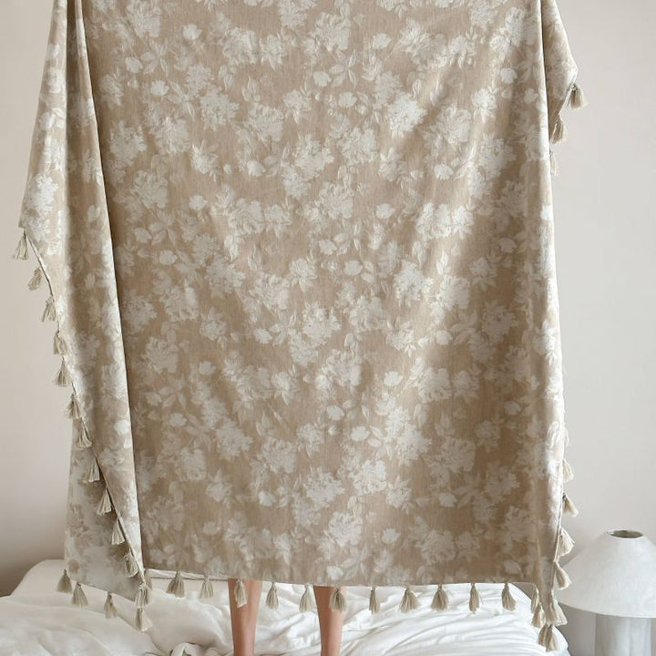 Dekorative Quastenverzierte Blumen Woven Wurfdecke