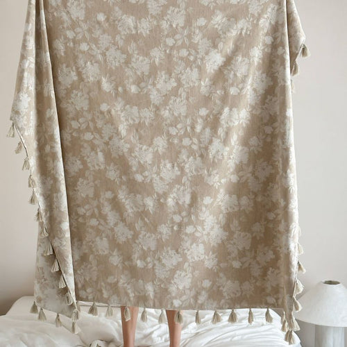 Dekorative Quastenverzierte Blumen Woven Wurfdecke