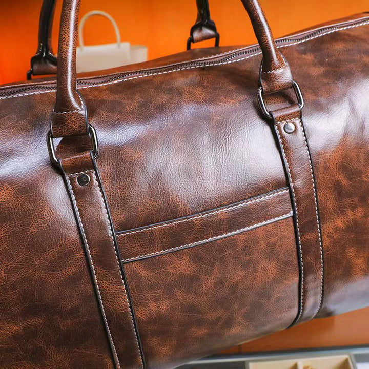 Elegante Leder Wochenend-Duffle-Tasche