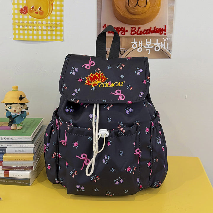 Blumenverzierte Drawstring-Rucksack Karnz