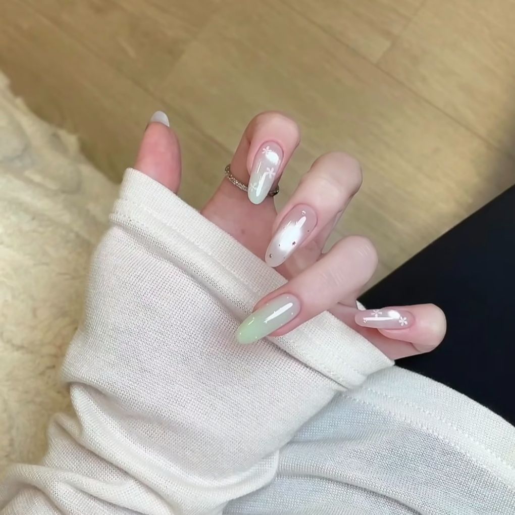 Ombre Floral Glitter Nagelverlängerungen