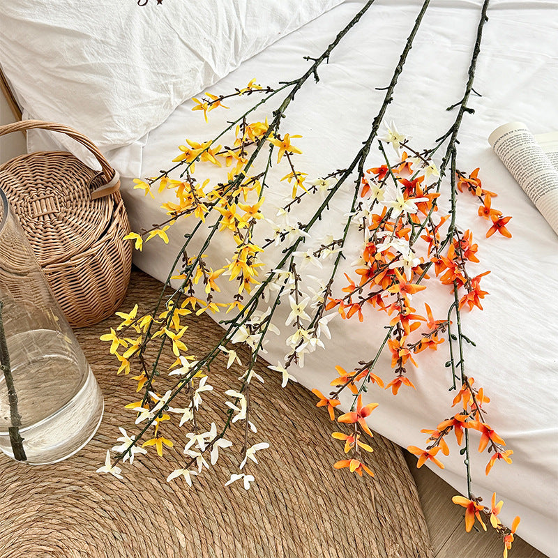 Kunstblütenzweig mit detailreichen Gelben Blüten Karnz