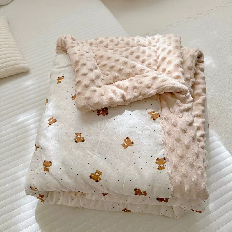 Wendbare Minky Dot Plüsch Babydecke