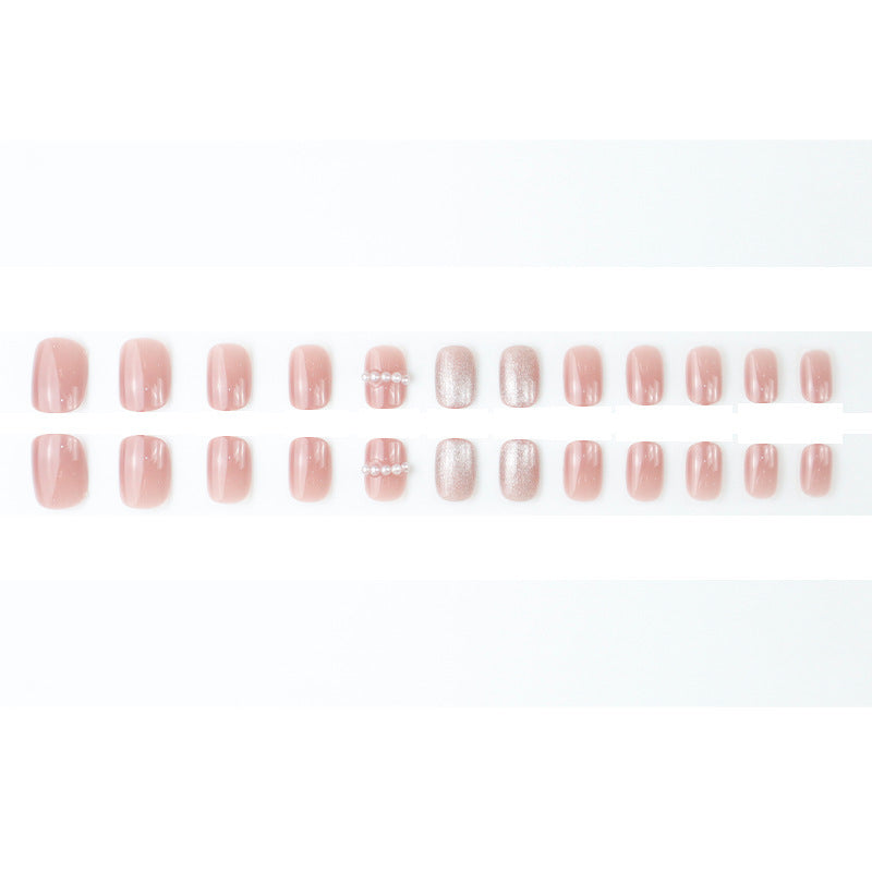 Luxus Press-On Nagelset mit Perlen- und Glitzerakzenten Karnz