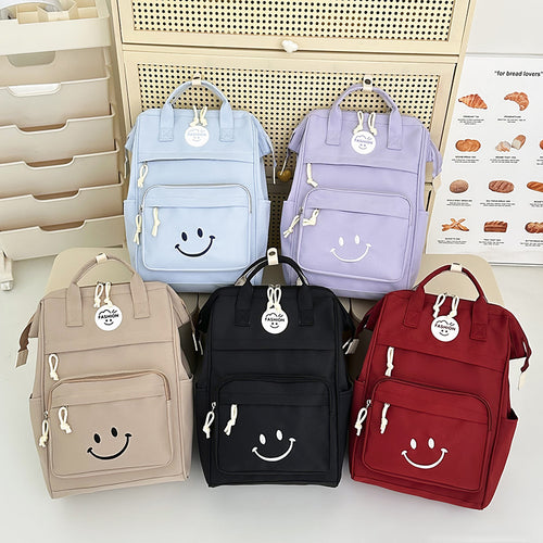 Trendy Multi-Taschen Smiley-Gesicht Rucksack Karnz