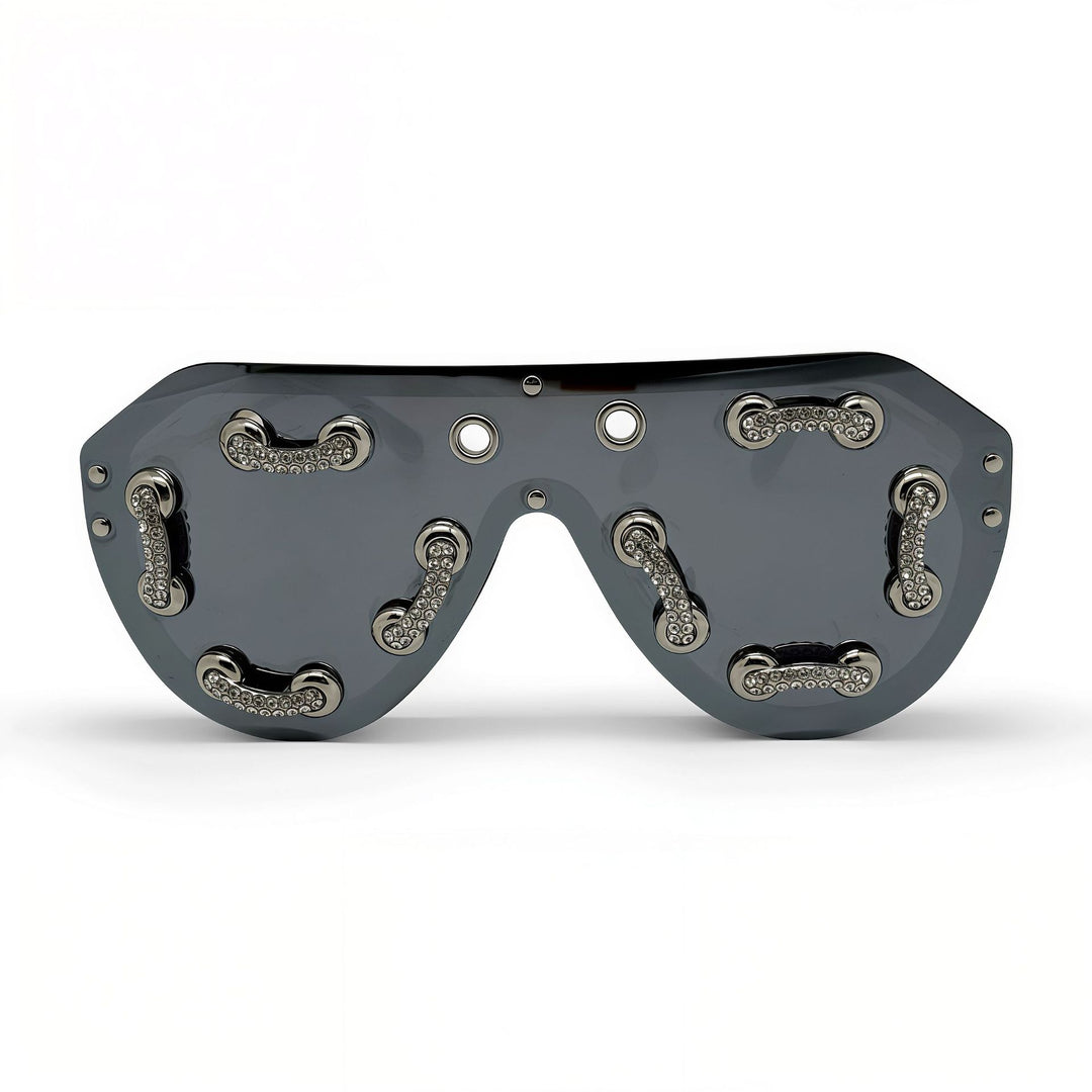 Damen extravagante Designer-Sonnenbrille mit funkelnden Akzenten Karnz