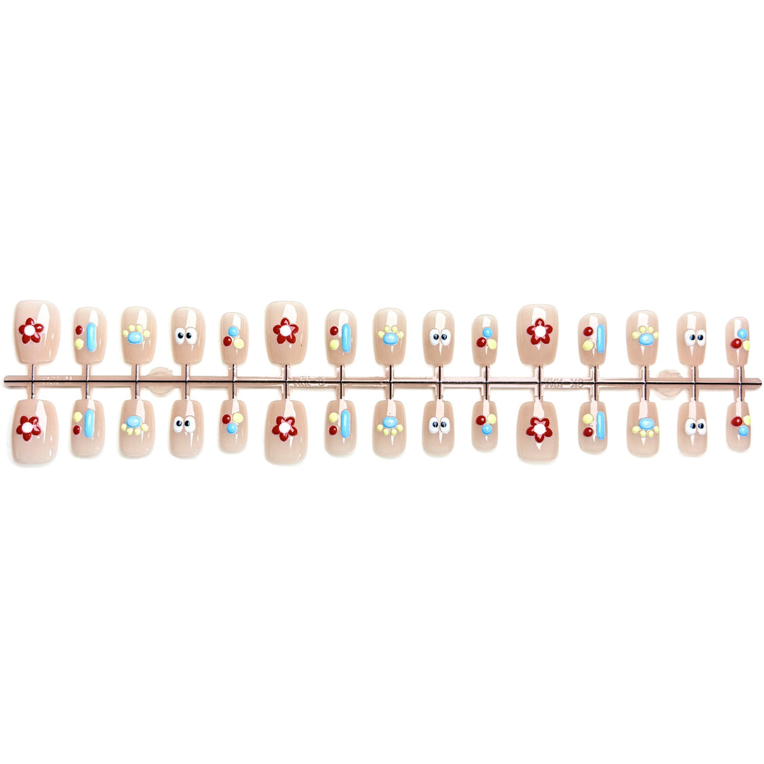 Dekoratives Press-On Nail Art Set mit einzigartigen floralen Designs