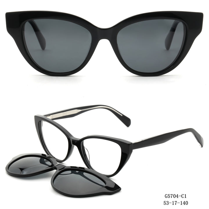 Damen Cat-Eye Sonnenbrille mit abnehmbaren Gläsern Karnz