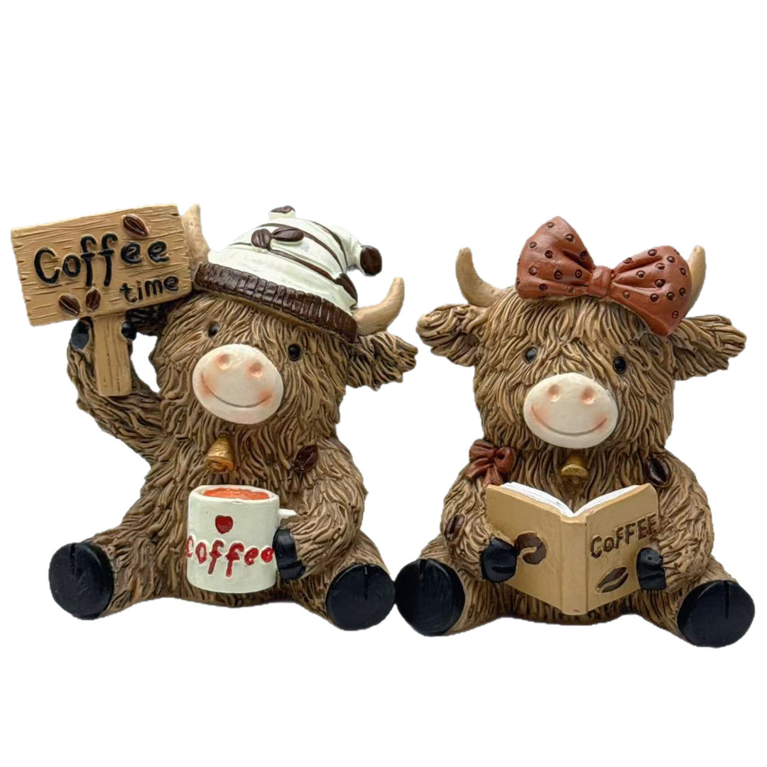 Dekorative Highland-Rind Kaffeefigur Karnz