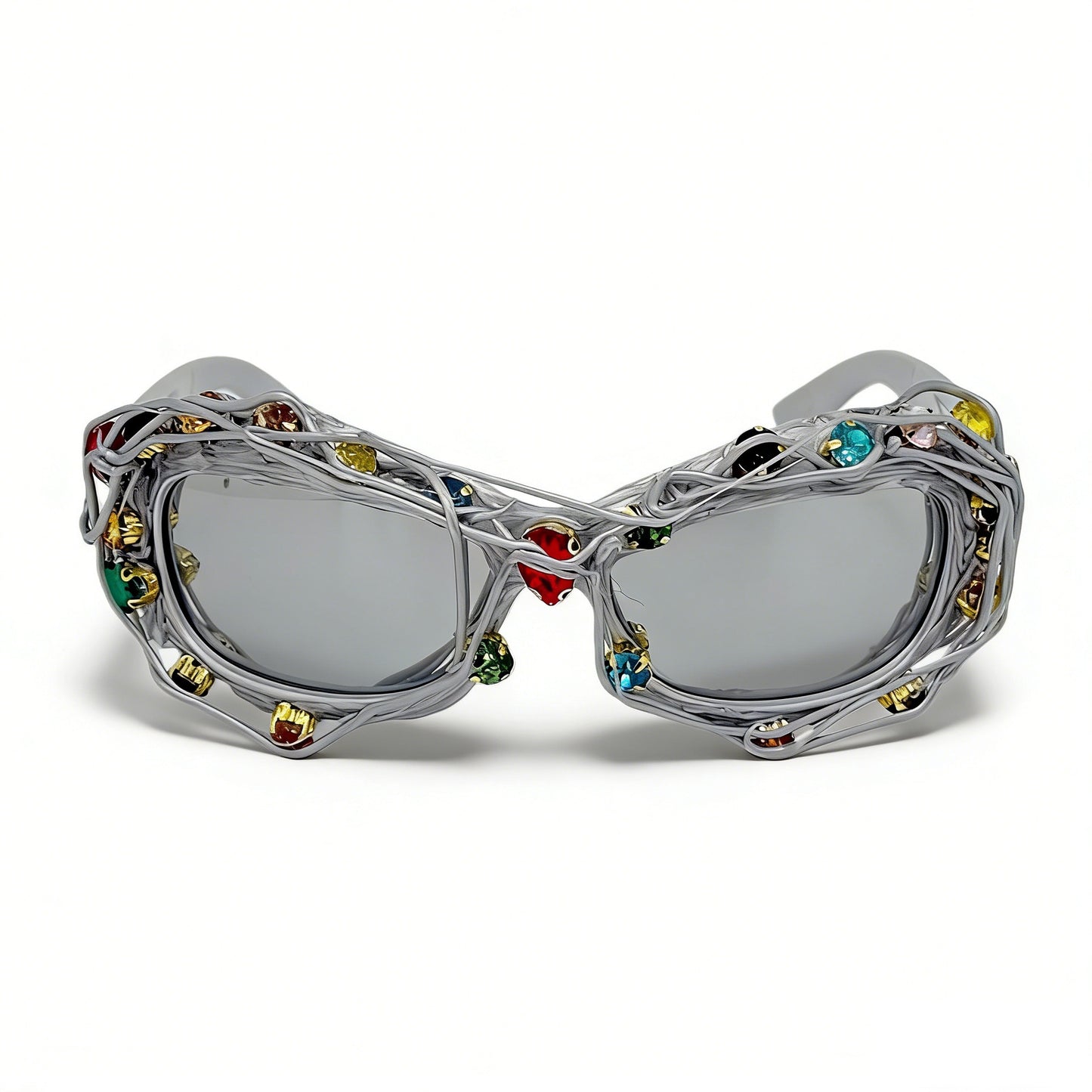 Damen auffällige Designer-Sonnenbrille mit Strass-Applikationen Karnz