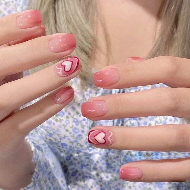Künstlerisches Herzdesign Press-On Nail Set Karnz 178815*10mm0446
