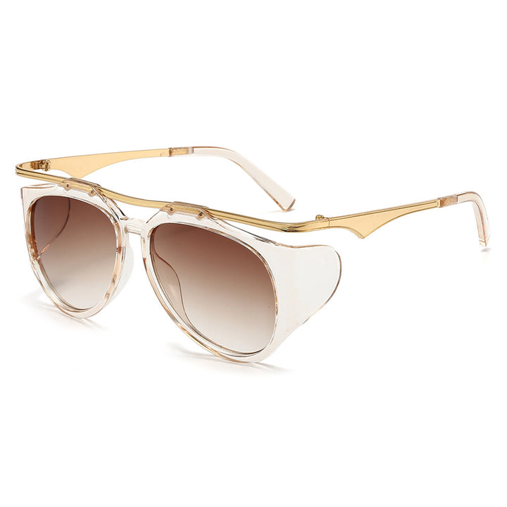 Damen Modische Sport-Sonnenbrille mit Oversized-Rahmen und goldenen Akzenten Karnz