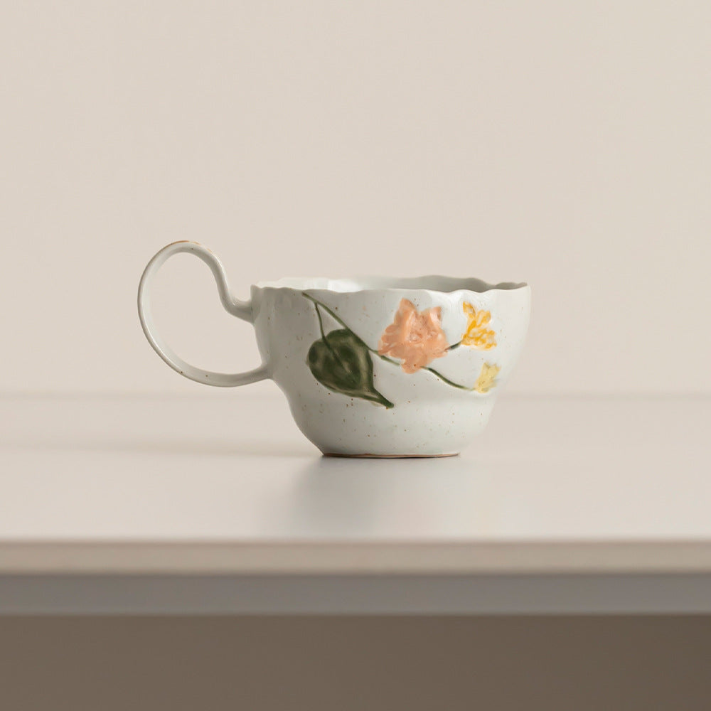 Künstlerische florale Keramik-Kaffeetasse