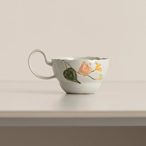 Künstlerische florale Keramik-Kaffeetasse