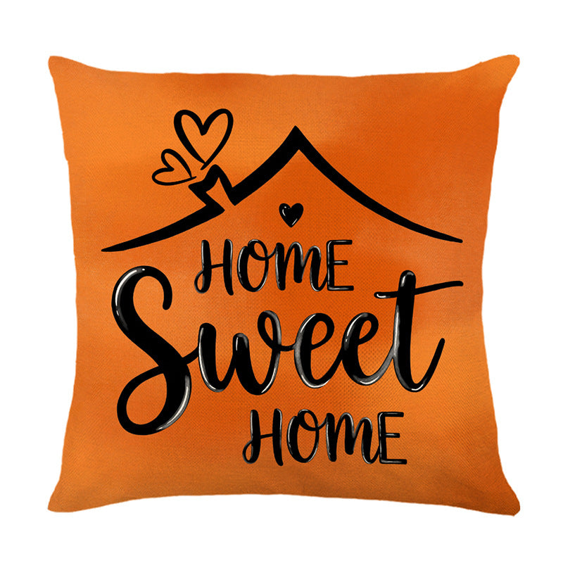 Baumwolle-Leinen Dekorativer Wurfkissenbezug mit Schriftzug Home Sweet Home Druck