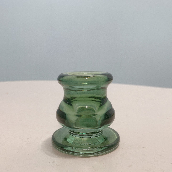 Mouthblown rauchiges Glas Taper und kurzes Säulenkerzenhalter Karnz