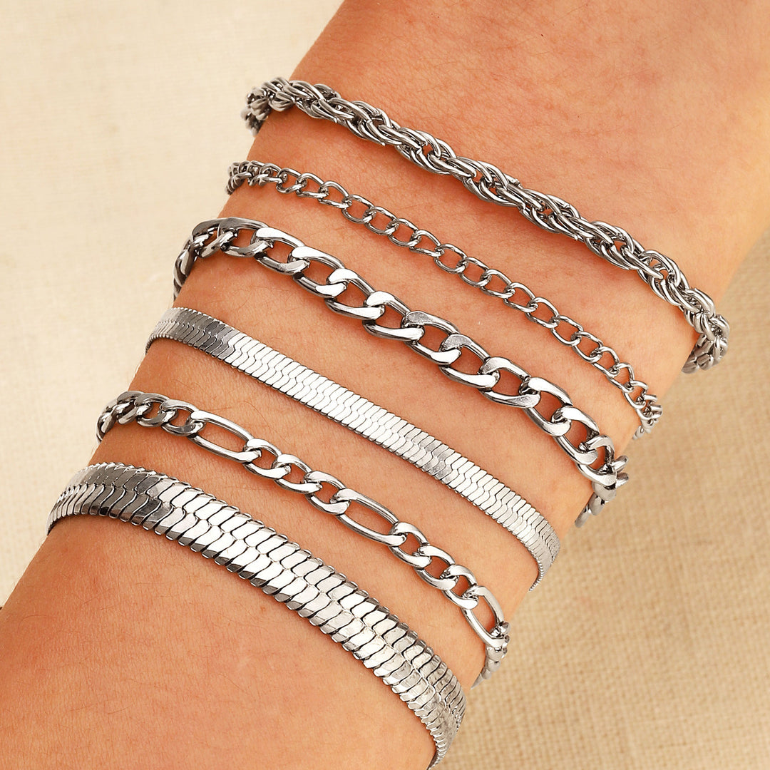 Multi-Style Gold Chain Bracelet Set Karnz