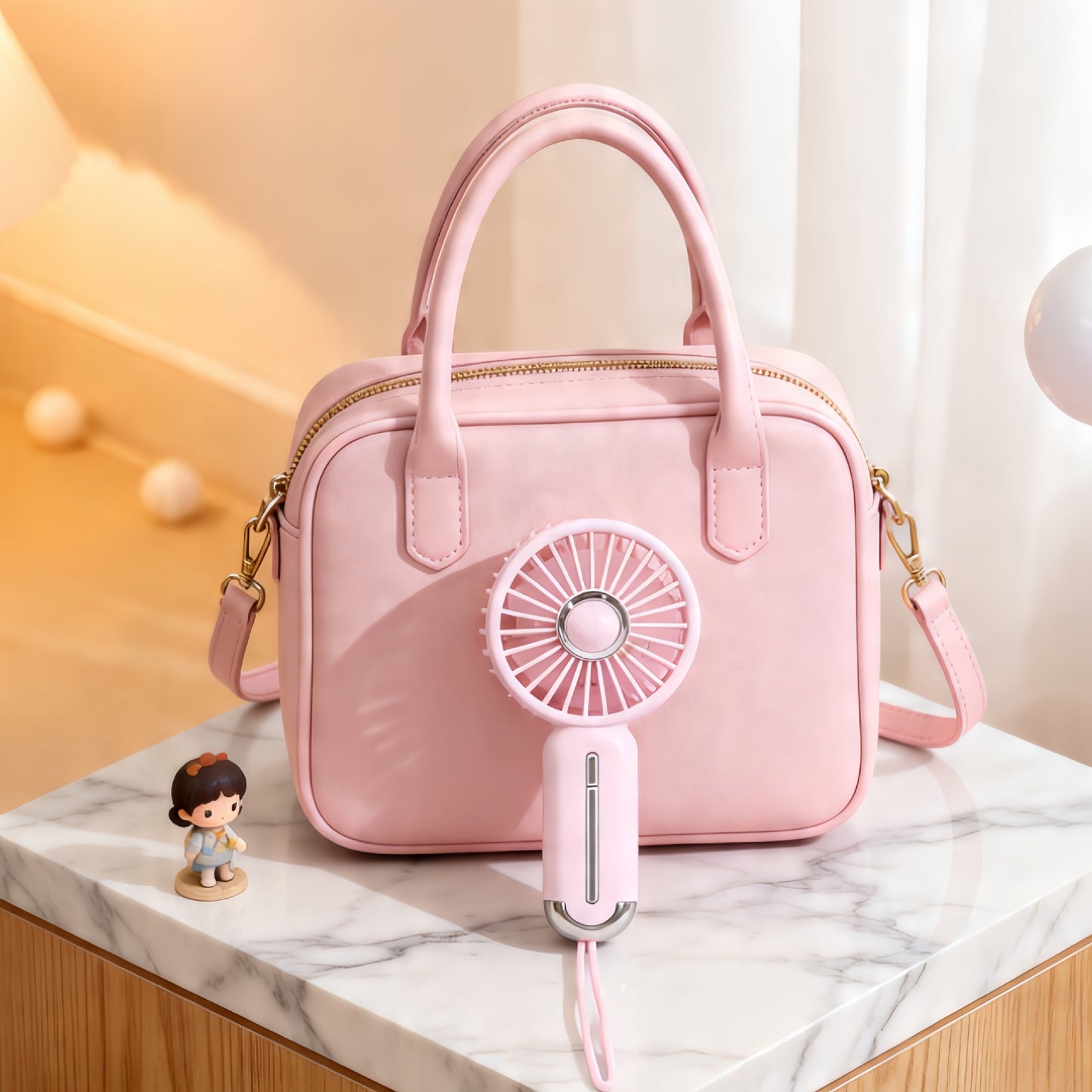 Damen Tragbarer Mini-Handventilator mit USB-Ladefunktion und ergonomischer Griff Karnz