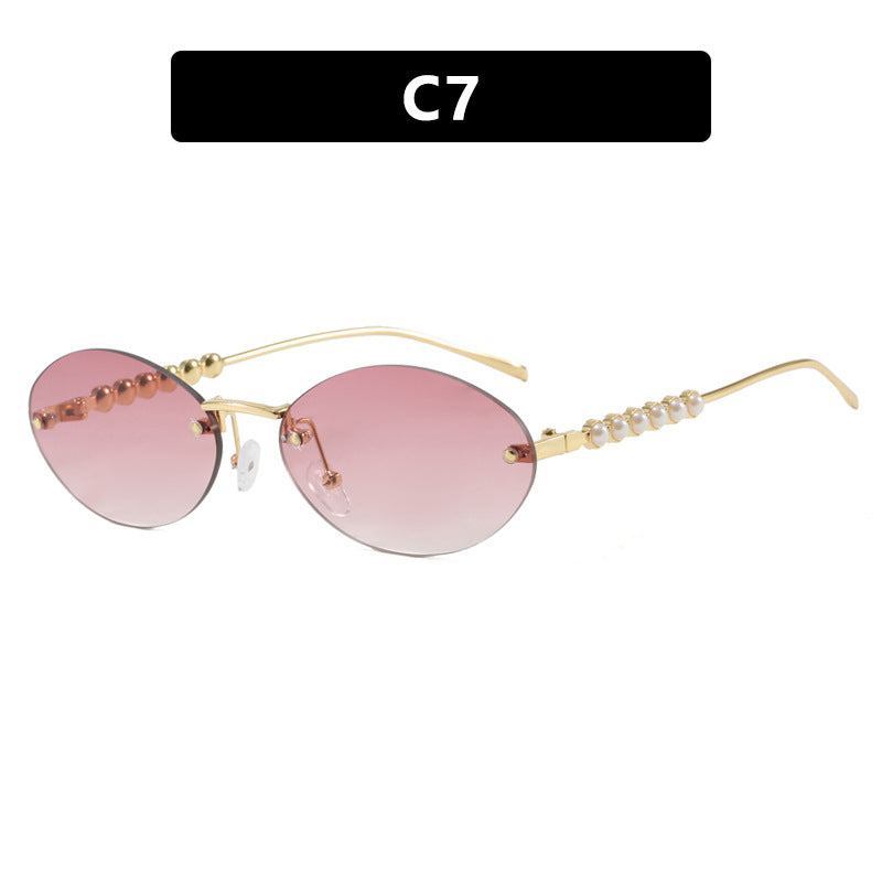 Damen stilvolle ovale Sonnenbrille mit eleganten Verzierungen Karnz