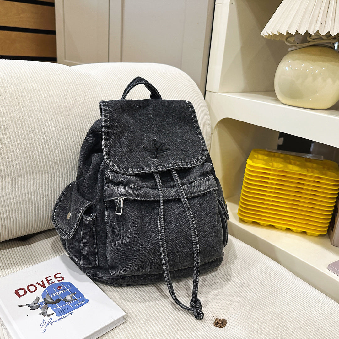 Stylische Denim Zugbeutel Rucksack Karnz