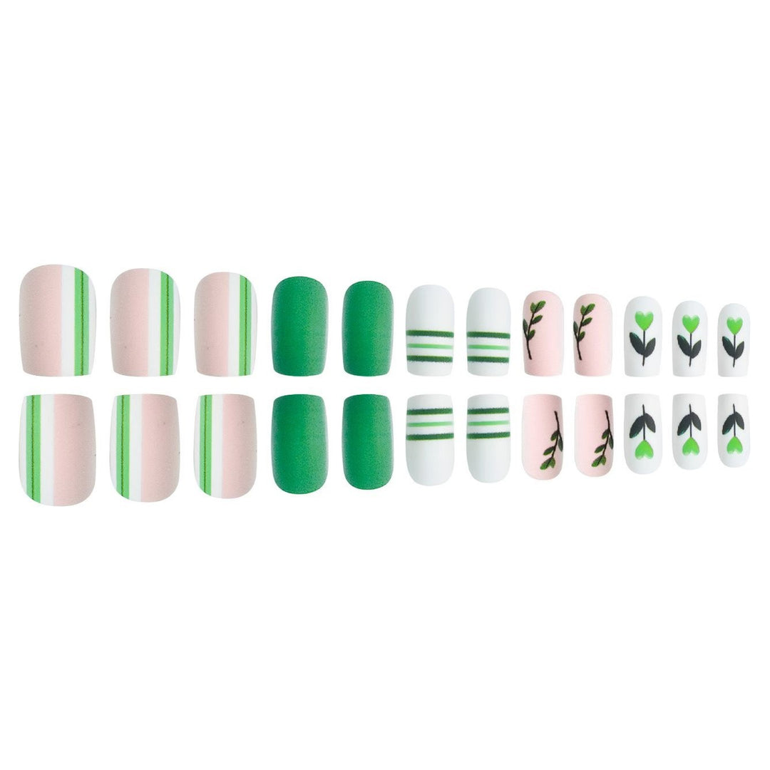Künstlerisches botanisches Press-On-Nageldesign-Set Karnz