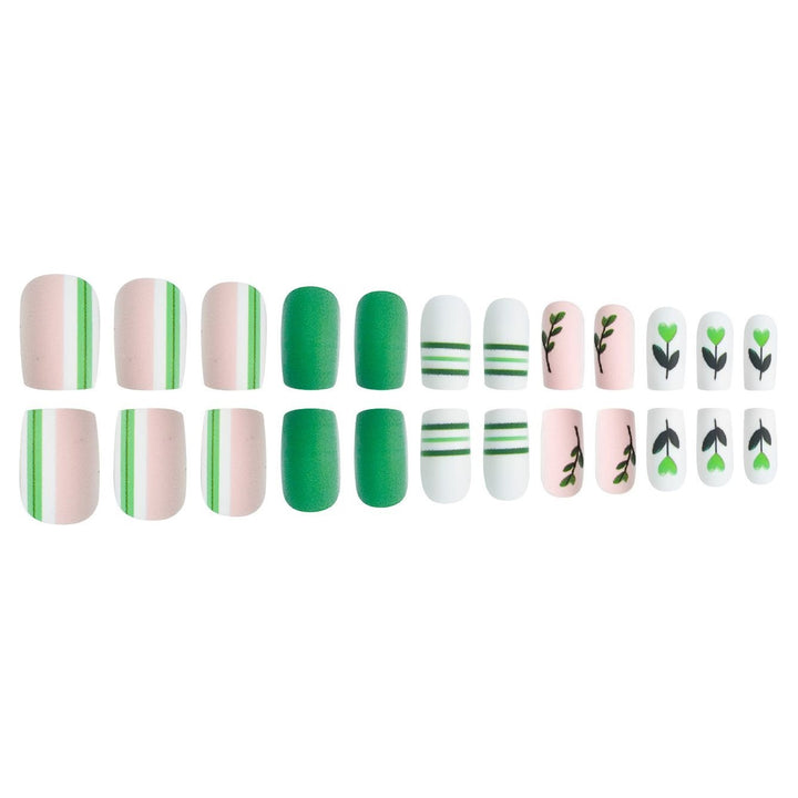 Künstlerisches botanisches Press-On-Nageldesign-Set Karnz