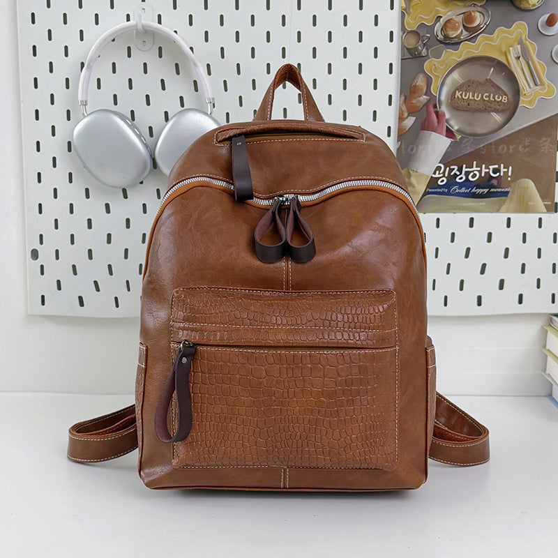 Stylische Krokodil-muster Leder Rucksack Karnz