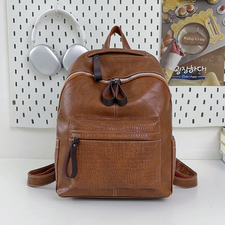 Stylische Krokodil-muster Leder Rucksack Karnz