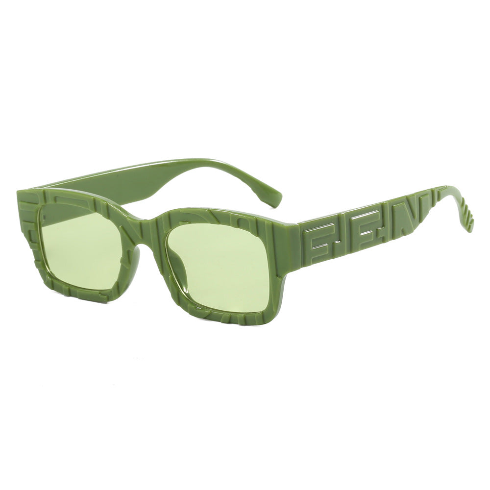 Damen modische quadratische Sonnenbrille mit strukturiertem Rahmen und UV-Schutz Karnz