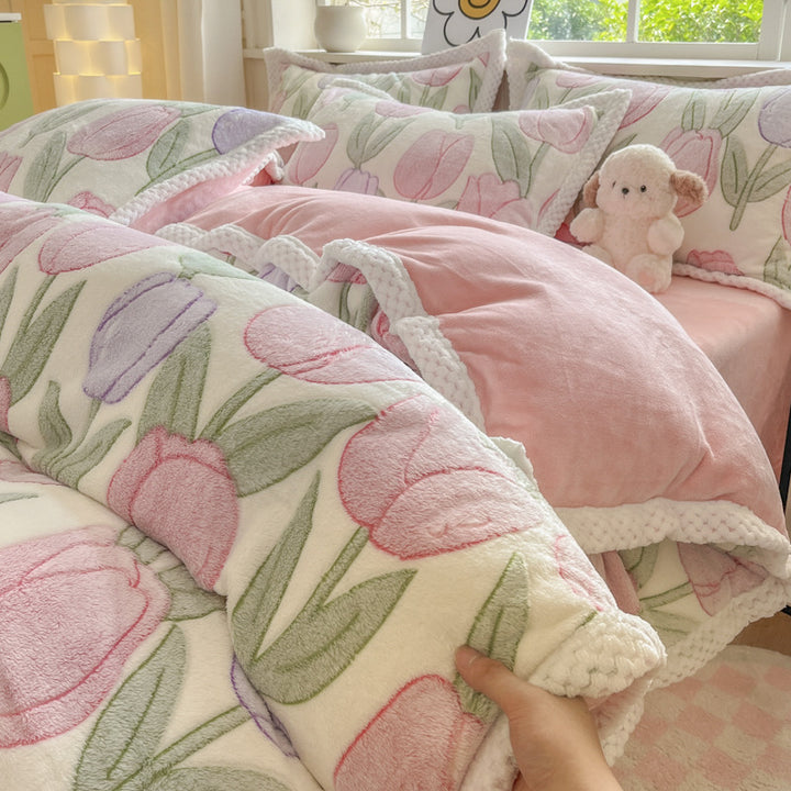 Cartoon Tier Plüsch Comforter Set