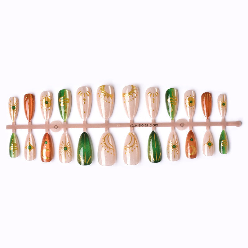 Künstlerisches Press-On-Nagelset mit geometrischem Design